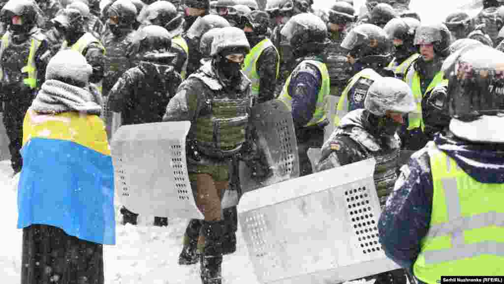 Police in Kyiv moved in to dismantle a protest camp near the national parliament building, detaining some 100 protesters amid clashes, Kyiv, Ukraine, March 3, 2018.