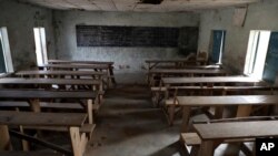 Une salle de classe vide au "Science College", Kagara, Nigeria, le jeudi 18 février 2021. 