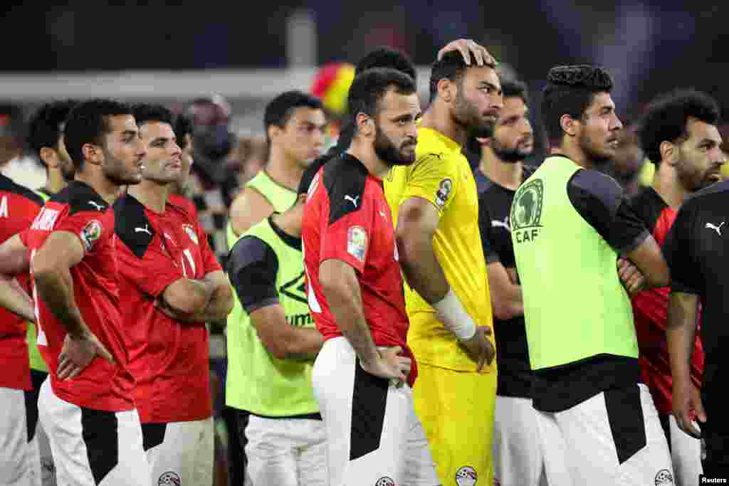 Egypt players after losing the final game against Senegal in Cameroon, Feb. 6, 2022.