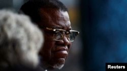 FILE - Namibian President Hage Geingob, shown here in Windhoek on Feb. 22, 2023, will be treated for cancer, his office announced on Jan. 24, 2024.