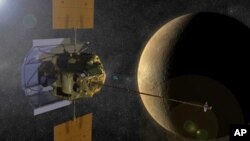 Artist concept of Messenger in Orbit