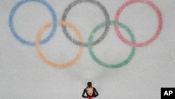 Kamila Valieva, of the Russian Olympic Committee, competes in the women's team free skate program during the figure skating competition at the 2022 Winter Olympics, Monday, Feb. 7, 2022, in Beijing. (AP Photo/Jeff Roberson)