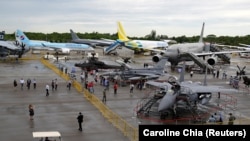 A view of the static display of aircrafts at the Singapore Airshow in Singapore, February 16, 2022. REUTERS/Caroline Chia