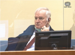 The Netherlands -- The hearing at the Mechanism for International Criminal Tribunals in The Hague in the trial of Ratko Mladic for genocide and other wartime crimes, August 25, 2020.