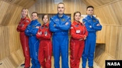 Crew members of the SIRIUS 18/19 mission are shown in this undated photo. During the four-month isolation mission, participants were confined together at the Institute of Biomedical Problems in Moscow, Russia. (Credits: NASA and the Institute for Biomedical Problems)
