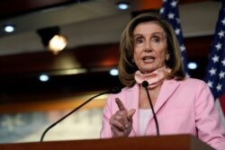 House Speaker Nancy Pelosi speaks during a news conference on Capitol Hill in Washington, Aug. 22, 2020.