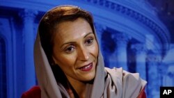 In this image from video, Fatimah Baeshen, the spokeswoman for the Saudi Arabia Embassy in Washington, speaks during an Associated Press interview.