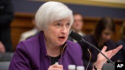 FILE - Federal Reserve Chair Janet Yellen testifies on Capitol Hill in Washington, Nov. 4, 2015, at the House Financial Services Committee hearing on banking supervision and regulation.