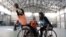 Disabled Afghan women play basketball at the Orthopaedic Center of the International Committee of the Red Cross in Kabul, Afghanistan, Feb. 7, 2020. 