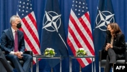 카멀라 해리스 부통령이 19일 옌스 스톨텐베르그 북대서양조약기구 사무총장을 만났다. 