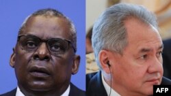 로이드 오스틴(사진 왼쪽) 미 국방장관과 세르게이 쇼이구 러시아 국방장관 (자료사진) 