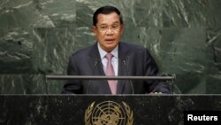 柬埔寨首相洪森在联合国讲话 (2015年资料照)