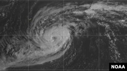 Mata Badai Paulette di Samudra Atlantik Utara tampak bergerak ke arah Bermuda, Minggu, 13 September 2020. (Foto: NOAA)