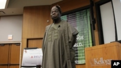 L'ancien président nigérian Olusegun Obasanjo, lors d'une conférence en 2012.