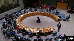23일 미국 뉴욕 유엔본부에서 우크라이나 문제에 관한 안전보장이사회 회의가 진행되고 있다. (자료사진)