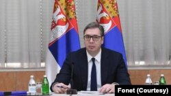 Predsednik Srbije Aleksandar Vučić na sednici Saveta za nacionalnu bezbednost (Fonet)