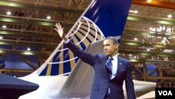 Presiden Amerika Barack Obama di pabrik Boeing, Seattle (17/2)