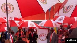 Robert Kyagulanyi, better known as Bobi Wine, attends the launch of the National Unity Platform in Kampala, Uganda, July 22, 2020. (Photo by Halima Athumani/VOA)