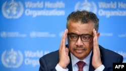 World Health Organization Director-General Tedros Adhanom Ghebreyesus attends a daily press briefing on COVID-19 at the WHO headquarters on March 6, 2020 in Geneva.