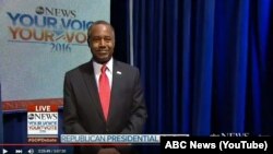 Dr. Ben Carson as he was being introduced at the Republican candidate debate on February 6, 2016.