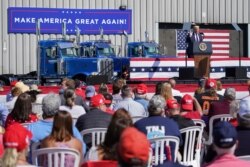 President Donald Trump speaks during a campaign rally in Old Forge, Pa., Aug. 20, 2020.