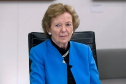 Former President of Ireland and former High Commissioner for Human Rights Mary Robinson speaks during a meeting at Associated Press headquarters, in New York, May 8, 2017.