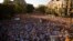 Spain Catalonia Independence: People wave "estelada" flags, that symbolize Catalonia's independence, during a demonstration calling for the independence of Catalonia, in Barcelona, Spain, Sunday, Sept. 11, 2016. 
