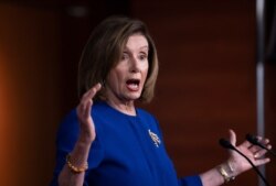 Speaker of the House Nancy Pelosi, D-Calif., meets with reporters following the escalation of tensions this week between the U.S. and Iran, on Capitol Hill in Washington, Jan. 9, 2020.