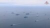 A still image from a video, released by Russia's Defence Ministry on Sept. 10, 2024, shows Russian warships during strategic command and staff navy exercises at sea. (Russian Defence Ministry/Handout via Reuters)