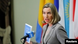 FILE - European Union foreign affairs chief Federica Mogherini.