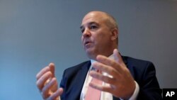 Nils Muiznieks, commissaire aux droits de l'Homme du Conseil de l'Europe, lors d'une interview à Nicosie, Chypre, décembre 2015