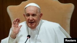 FILE - Pope Francis attends the World Meeting on Human Fraternity at the Vatican, May 11, 2024. The pope will welcome comedians from around the world to a June 14 cultural event in Italy to "celebrate the beauty of human diversity," the Vatican said Saturday. 