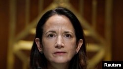 Nominee for Director of National Intelligence Avril Haines appears before the Senate Intelligence Committee during a confirmation hearing on Capitol Hill in Washington, Jan. 19, 2021. 