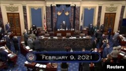 Sidang pemakzulan kedua mantan Presiden Donald Trump di Senat AS, Capitol Hill, hari Selasa (9/2). 