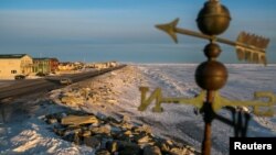 FILE - A frozen beach on the Bering Sea coast is seen near the last stretch mushers must pass before the finish line of the Iditarod dog sled race in Nome, Alaska, March 10, 2014. (REUTERS/Nathaniel Wilder/File Photo)