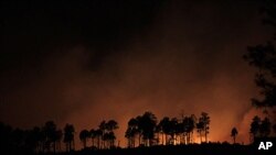 A wildfire burns near Los Alamos, New Mexico, June 28, 2011.