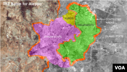 ផែន​ទី​បង្ហាញ​ពី​ទីតាំង​គ្រប់​គ្រង​ដោយ​ភាគី​ផ្សេងៗ​ក្នុង​ជម្លោះ​នៅ​ស៊ីរី។