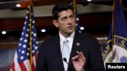 លោក Paul Ryan ដែល​ជា​តំណាង​រាស្រ្ត​អាមេរិក​ថ្លែង​នៅ​សន្និសីទ​កាសែត​មួយ​សង្កាត់​ Capitol Hill ក្នុង​រដ្ឋធានី​វ៉ាស៊ីនតោន កាលពី​ថ្ងៃទី២០ ខែតុលា ឆ្នាំ២០១៥។