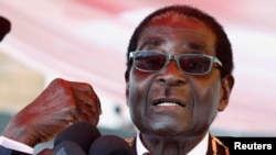 Zimbabwe's President Robert Mugabe is seen addressing a crowd in Harare in this August 12, 2013, file photo.