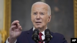 AQSh rahbari Jo Bayden Xorijiy yordamga doir qonunlar paketini imzolagach, nutq so'zlamoqda, Oq uy, Vashington shahri, 24-aprel, 2024. 