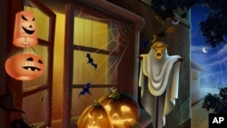 ہالووین پر بچوں کی ٹافیوں اور بھوتوں کی پیٹھا کدو سے تواضع