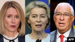 Foto Kombinasi, dari kiri: Perdana Menteri Estonia Kaja Kallas (18 Oktober 2023), Presiden Komisi Eropa Ursula von der Leyen (16 Juni 2024) dan Perdana Menteri Portugal Antonio Costa (9 Desember 2022). (Foto berbagai sumber/AFP)