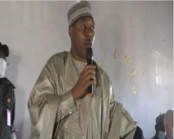 Babagan Umara Zulum, governor of Nigeria's Borno state, is seen in Maroua, Feb. 10, 2021. (Moki Edwin Kindzeka/VOA)