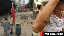 乌坎村民与防暴警察爆发多次冲突（合成网络图片/苹果日报）