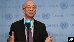 Duta Besar Jepang di PBB, Koro Bessho memberikan keterangan kepada media (foto: dok). 