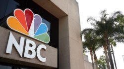 Picture showing the logo of the NBC Television in front of the Channel building in Burbank, Calif., Oct.11, 2006.