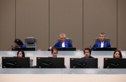 Judges are seen in the courtroom for the trial of the Congolese militia commander Bosco Ntaganda at the ICC (International Criminal Court) during his trial at the Hague, in the Netherlands, July 8, 2019.