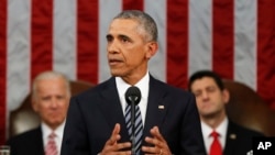 President Barack Obama delivers his State of the Union address before a joint session of Congress on Capitol Hill in Washington, Jan. 12, 2016.