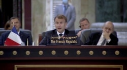 امانوئل مکرون رئیس جمهور فرانسە در نشست بغداد، عراق - ۶ شهریور ۱۴۰۰