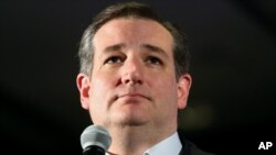 លោក Ted Cruz ថ្លែង​ទៅ​កាន់​អ្នក​គាំទ្រ​ក្នុង​ព្រឹត្តិការណ៍​យុទ្ធនាការ​នៅ​ក្នុង​ក្រុង San Diego រដ្ឋ California កាលពី​ថ្ងៃទី១១ ខែមេសា ឆ្នាំ២០១៦។